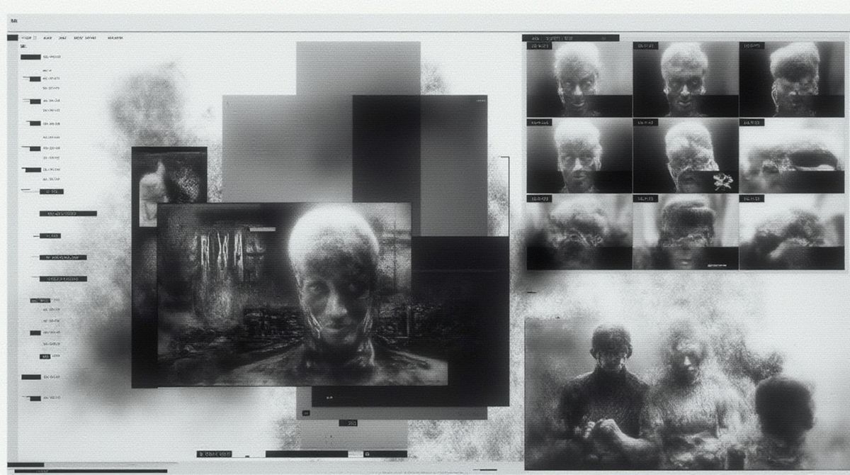 A canvas workspace with frames being assembled beside a grid of takes