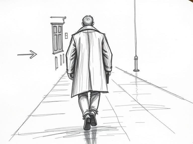 Storyboard panel 1.2, medium shot, drawn as a pencil board